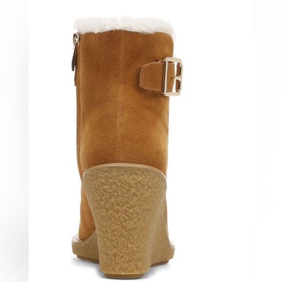 FRANCO SARTO Ulayna Water Resistant Suede Fleece Wedge Bootie, Brown, 10, NWT - Picture 7 of 16